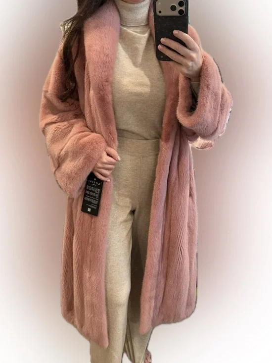 GORSKI NWT Pink Mink Long Coat - Picture 3 of 10